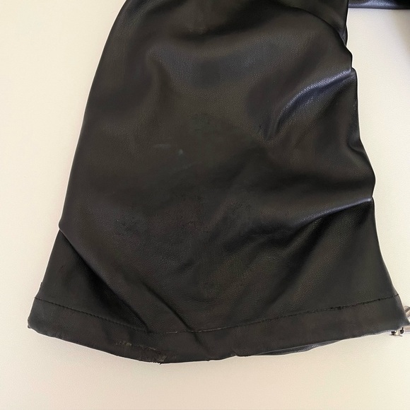 Maniere De Voir Tacked Vegan Leather Flared Trousers High Waist Pant Black 0 - Picture 13 of 16